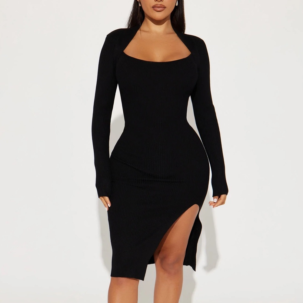 Fashion Nova Reverie Attitude Midi Dress - Black Medium